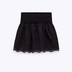 ZARA NWT black poplin eyelet mini skirt summer cover up skirt